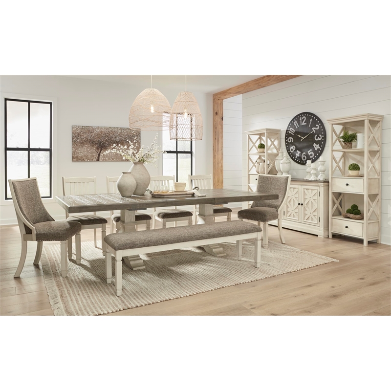 Bowery Hill Upholstered White Dining Side Chair Rectangular Cushioned 40.75