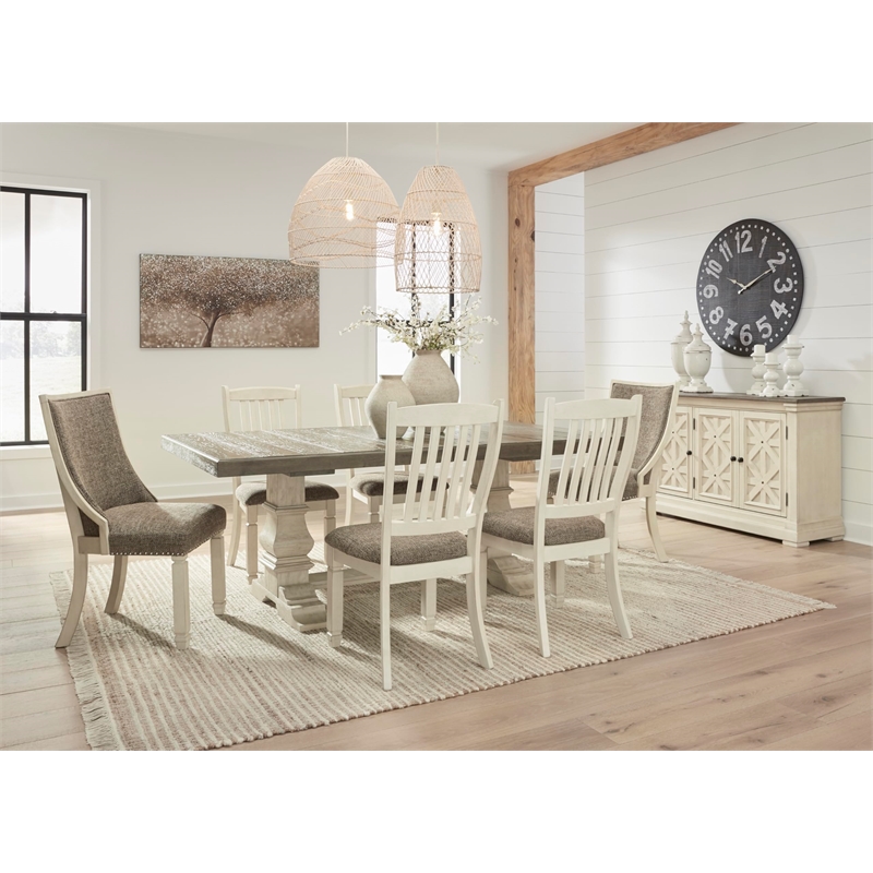Bowery Hill Upholstered White Dining Side Chair Rectangular Cushioned 40.75