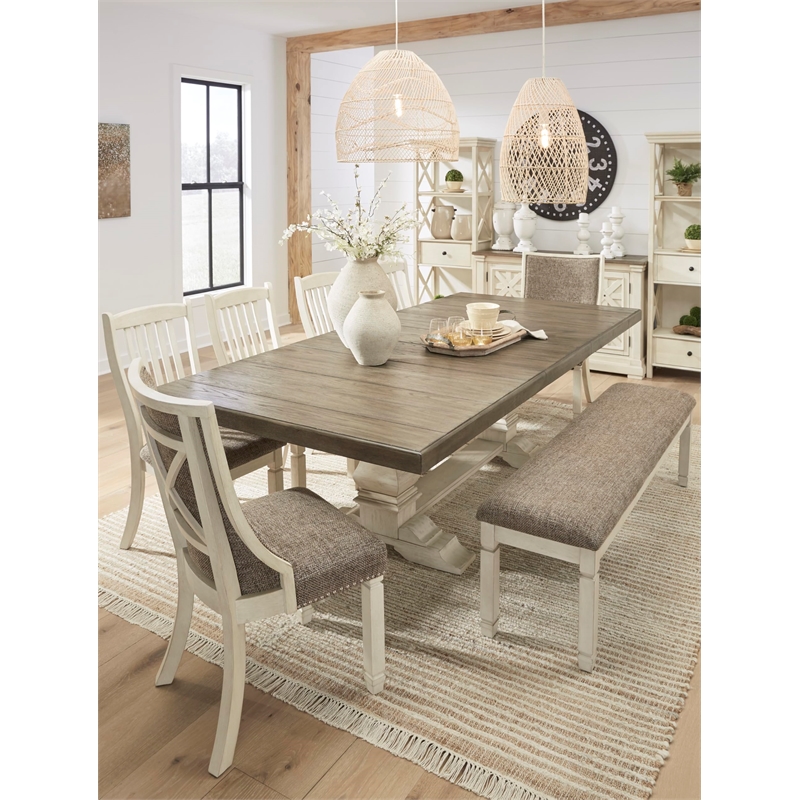 Bowery Hill Upholstered White Dining Side Chair Rectangular Cushioned 40.75