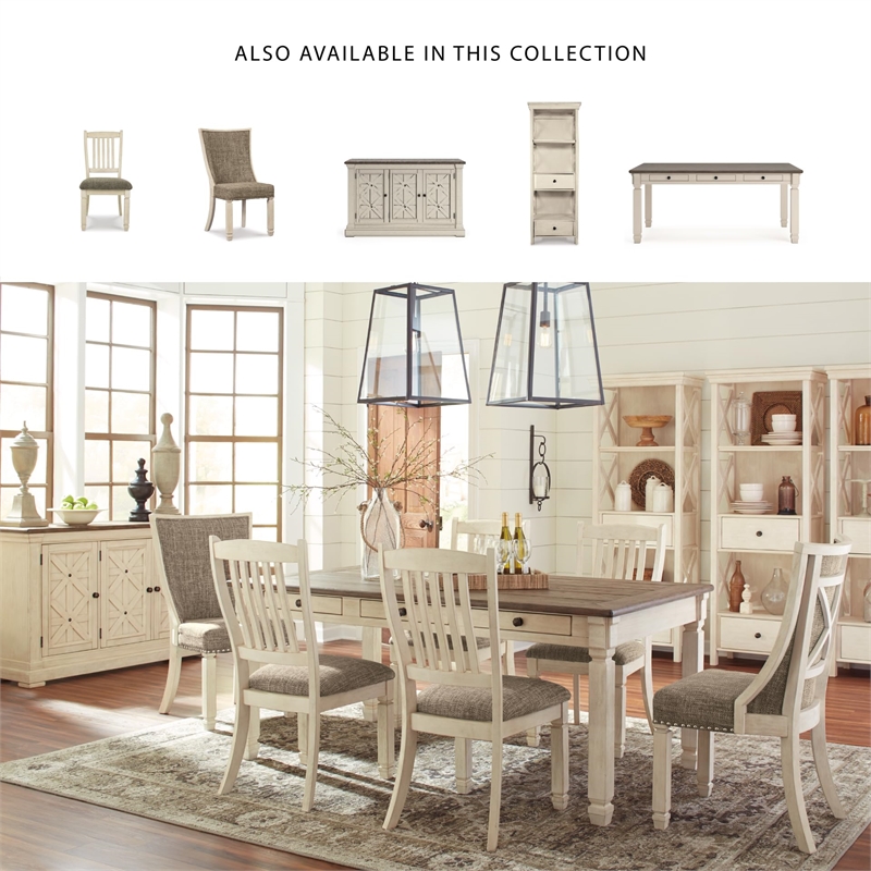 Bowery Hill Upholstered White Dining Side Chair Rectangular Cushioned 40.75