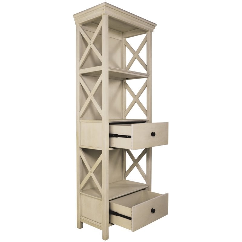 Bowery Hill Contemporary 3-Shelf Engineered Wood Bookcase in Antique White