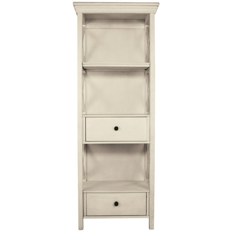 Bowery Hill Contemporary 3-Shelf Engineered Wood Bookcase in Antique White