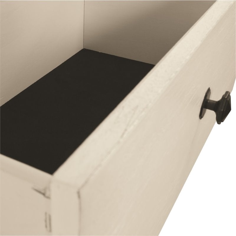 Bowery Hill Contemporary 3-Shelf Engineered Wood Bookcase in Antique White