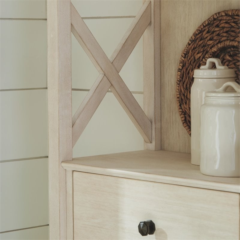 Bowery Hill Contemporary 3-Shelf Engineered Wood Bookcase in Antique White