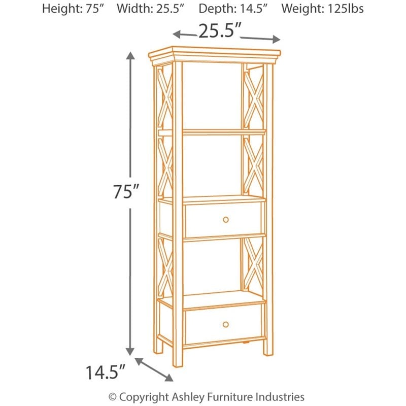 Bowery Hill Contemporary 3-Shelf Engineered Wood Bookcase in Antique White