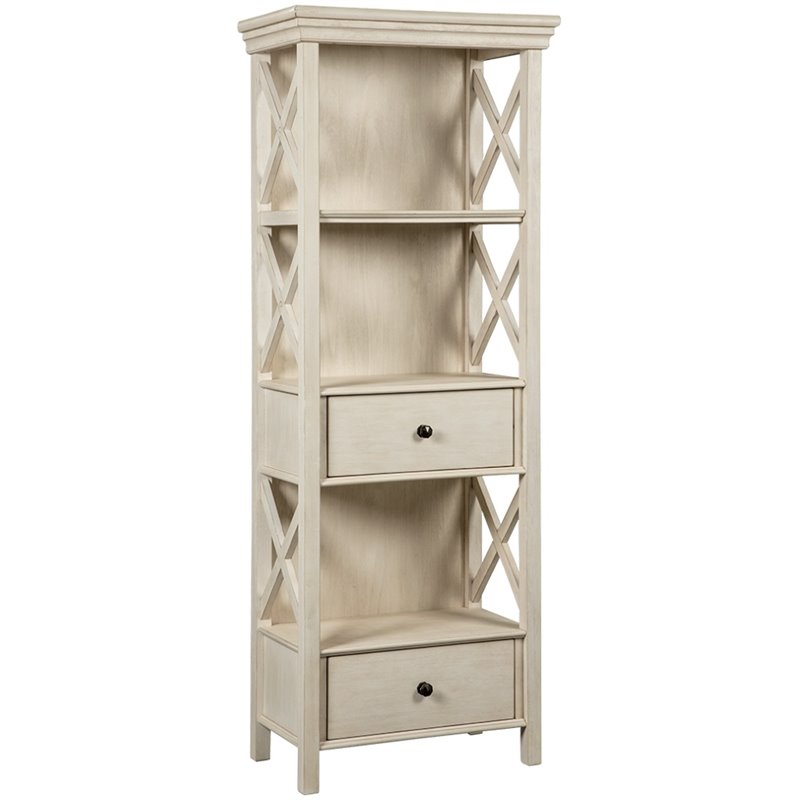 Bowery Hill Contemporary 3-Shelf Engineered Wood Bookcase in Antique White