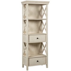 Bowery Hill Contemporary 3-Shelf Engineered Wood Bookcase in Antique White