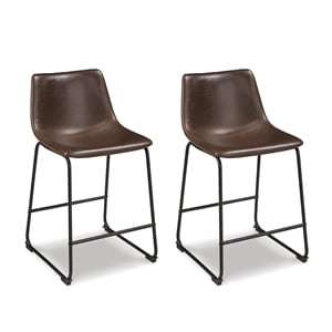 Bowery Hill Contemporary Faux Leather Upholstered Barstool in Brown