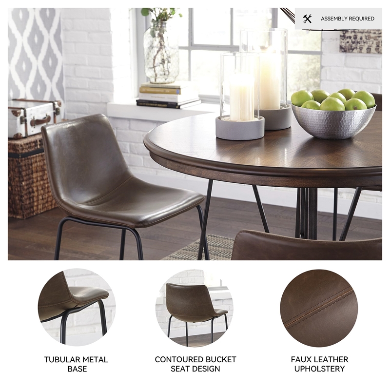 Bowery Hill Contemporary Faux Leather Upholstered Barstool in Brown