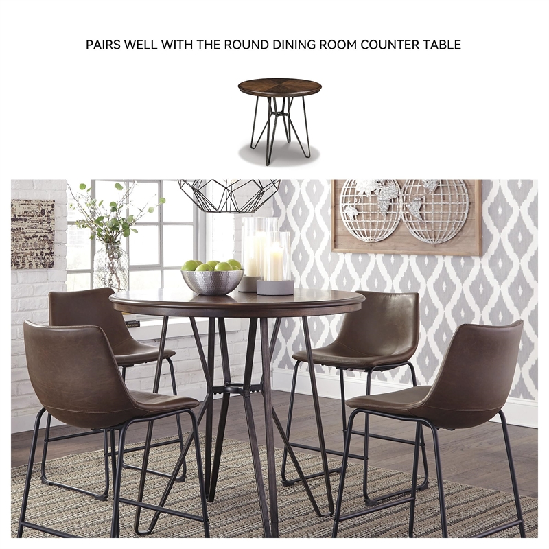 Bowery Hill Contemporary Faux Leather Upholstered Barstool in Brown