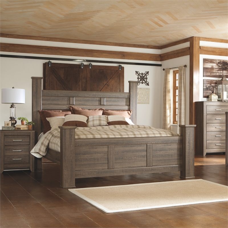 Bowery Hill Wood Transitional Vintage Queen Bed in Espresso Finish