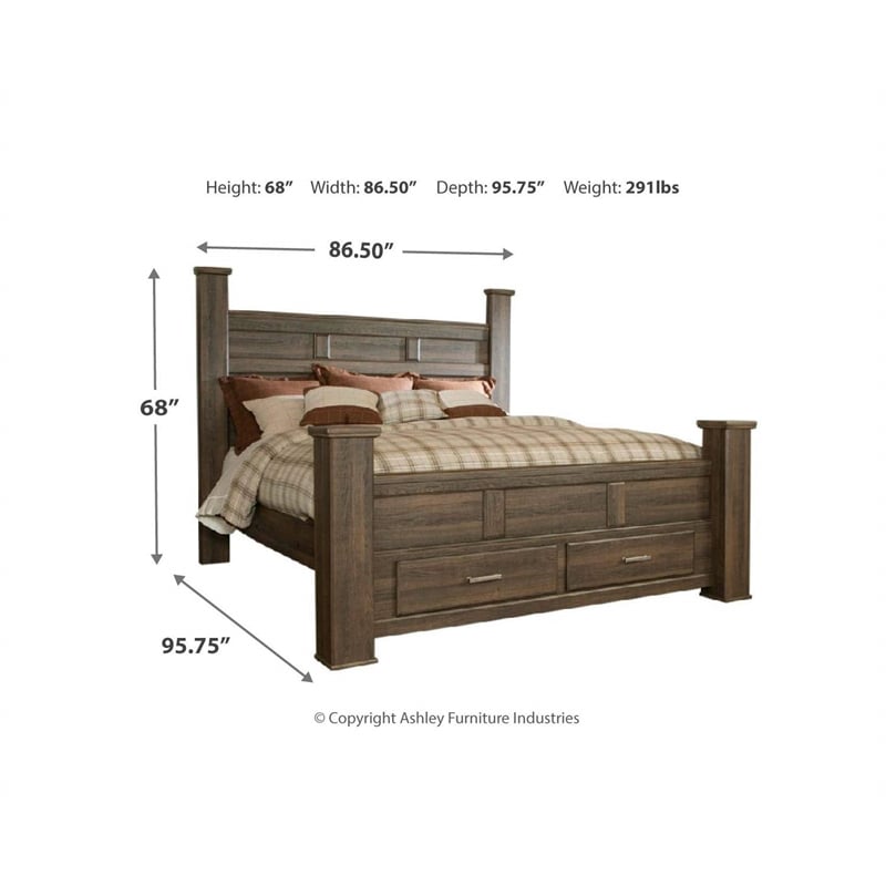 Bowery Hill Wood Transitional Vintage King Bed in Espresso Finish