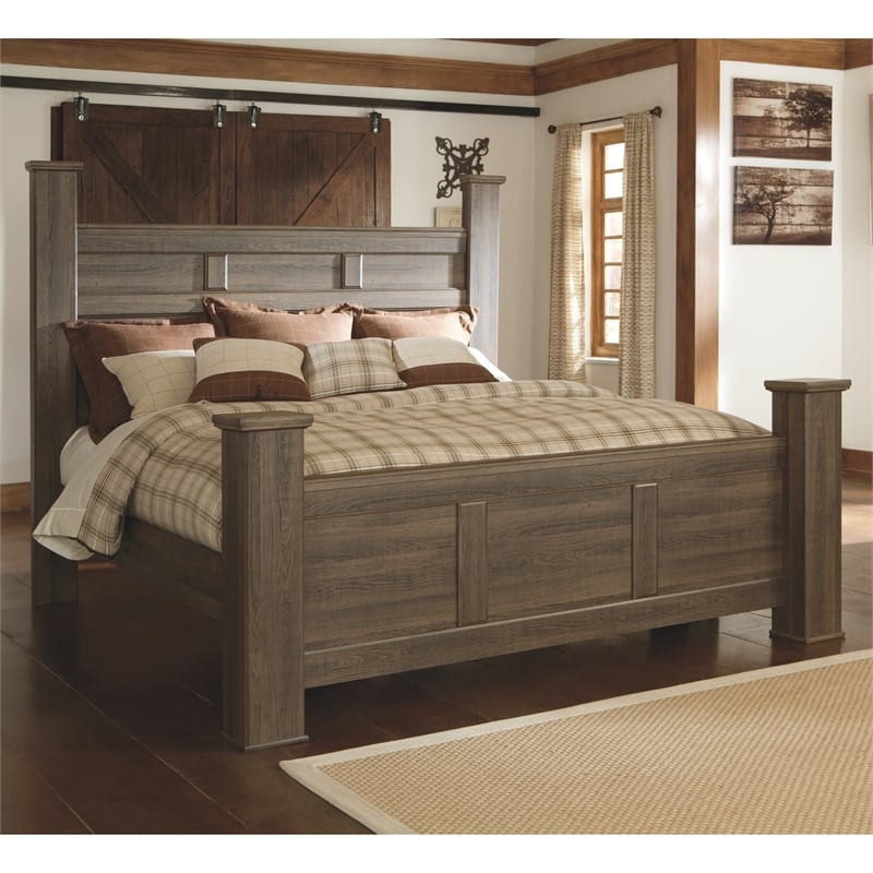 Bowery Hill Wood Transitional California King Bed in Dark Brown