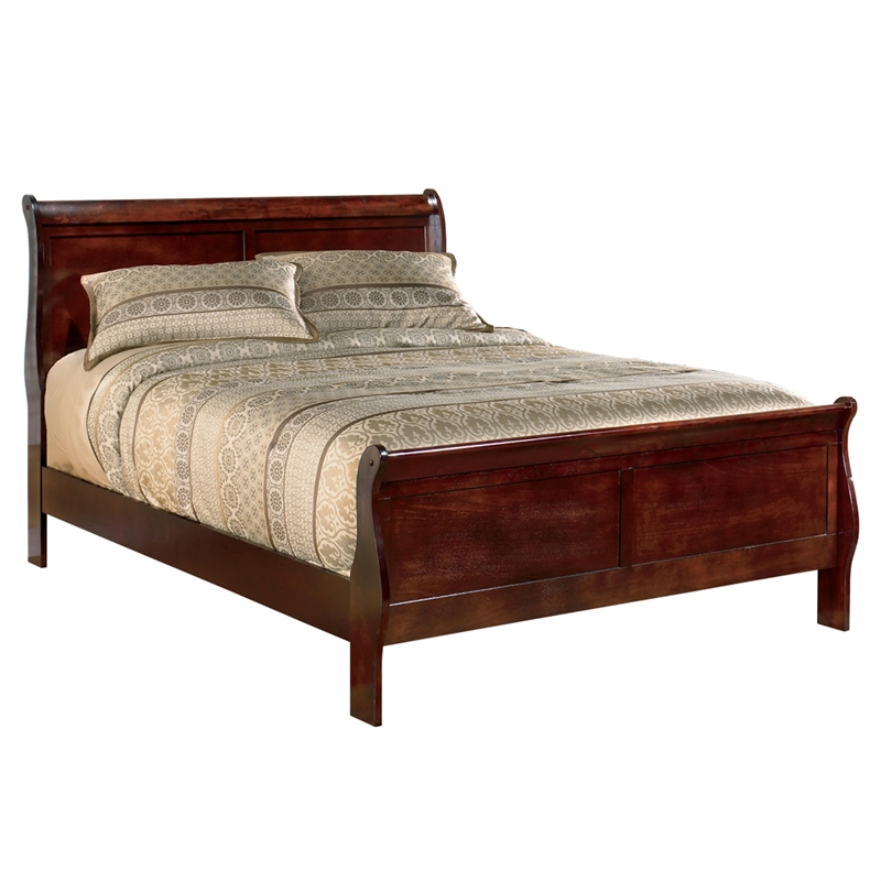 Bowery Hill Wood Traditional Sleigh King Bed in Warm Dark Brown