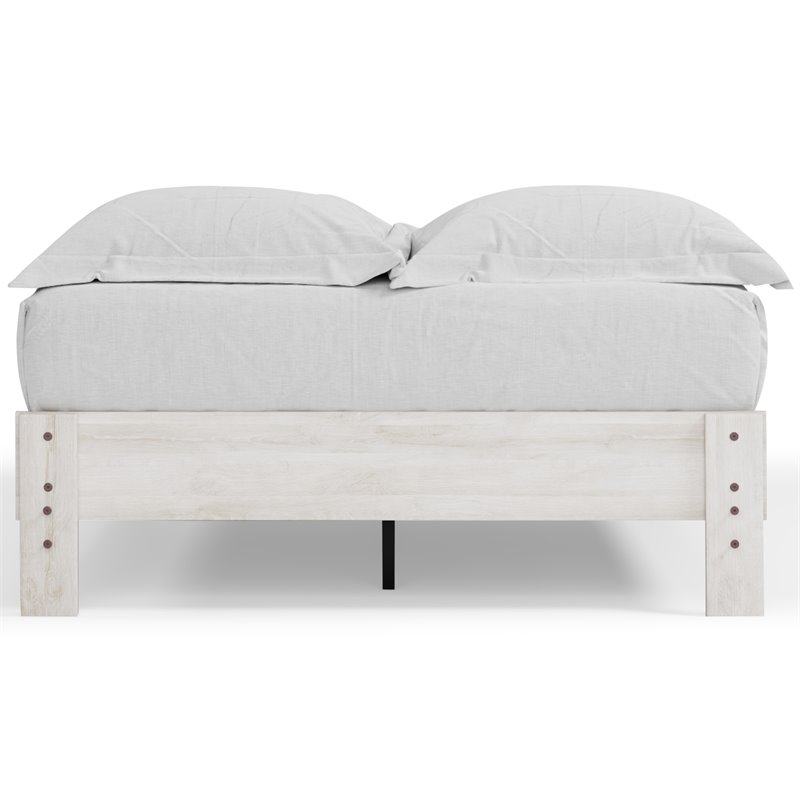 Bowery Hill Contemporary Engineered Wood Full Platform Bed in Whitewash