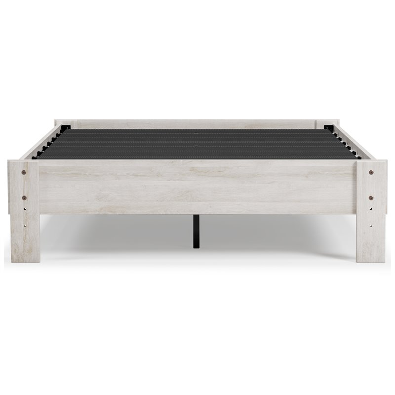 Bowery Hill Contemporary Engineered Wood Full Platform Bed in Whitewash