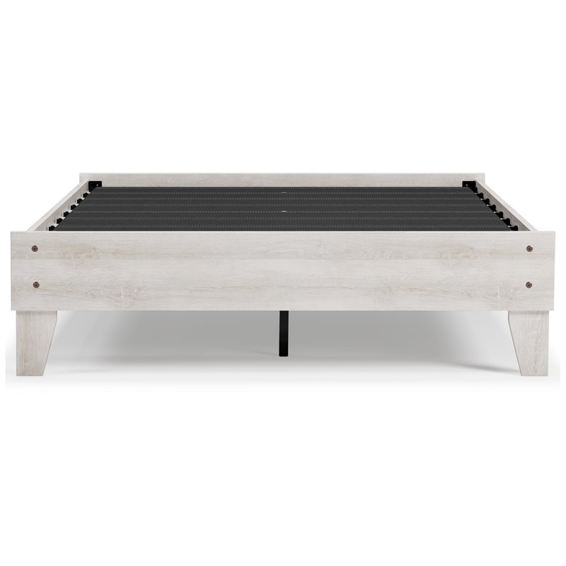 Bowery Hill Contemporary Engineered Wood Full Platform Bed in Whitewash