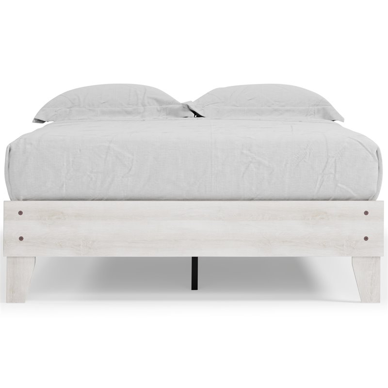 Bowery Hill Contemporary Engineered Wood Full Platform Bed in Whitewash