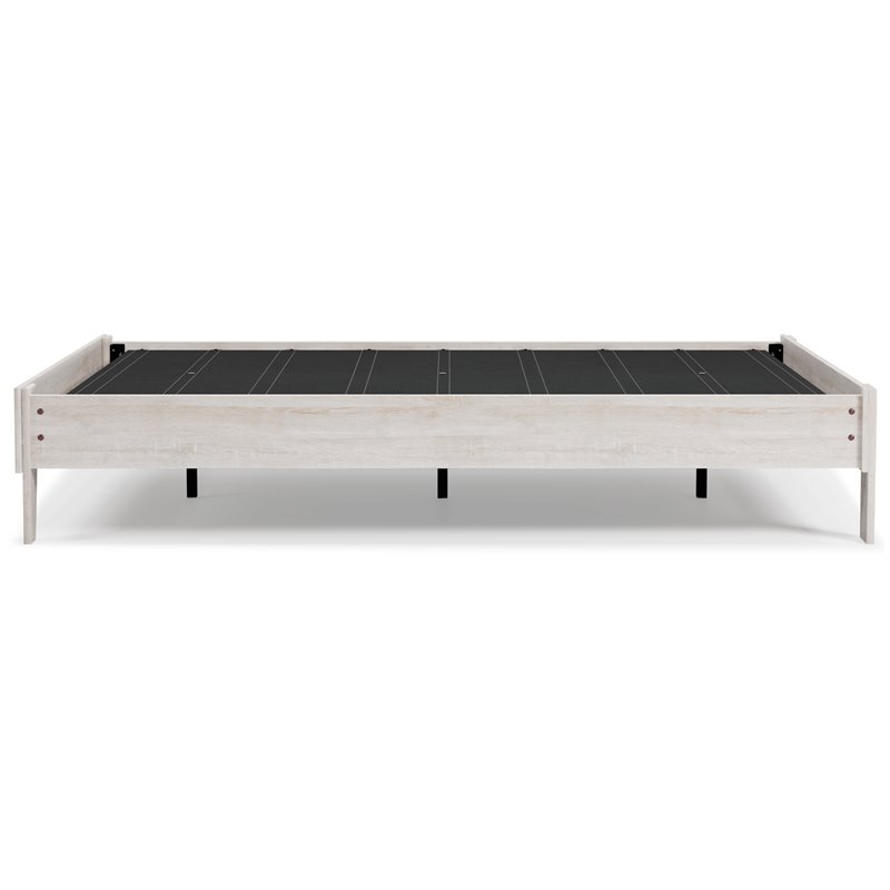 Bowery Hill Contemporary Engineered Wood Queen Platform Bed in Whitewash