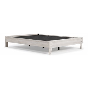 Bowery Hill Contemporary Engineered Wood Queen Platform Bed in Whitewash