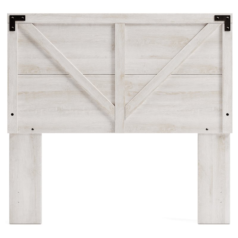 Bowery Hill Contemporary Wood Full Crossbuck Panel Headboard in Whitewash