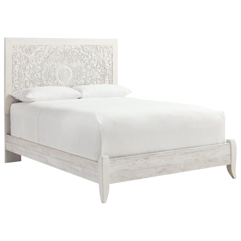 Bowery Hill Coastal Engineered Wood Queen Panel Headboard in Whitewash