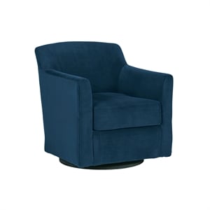 Bowery Hill Contemporary Metal Swivel Accent Chair in Blue & Black