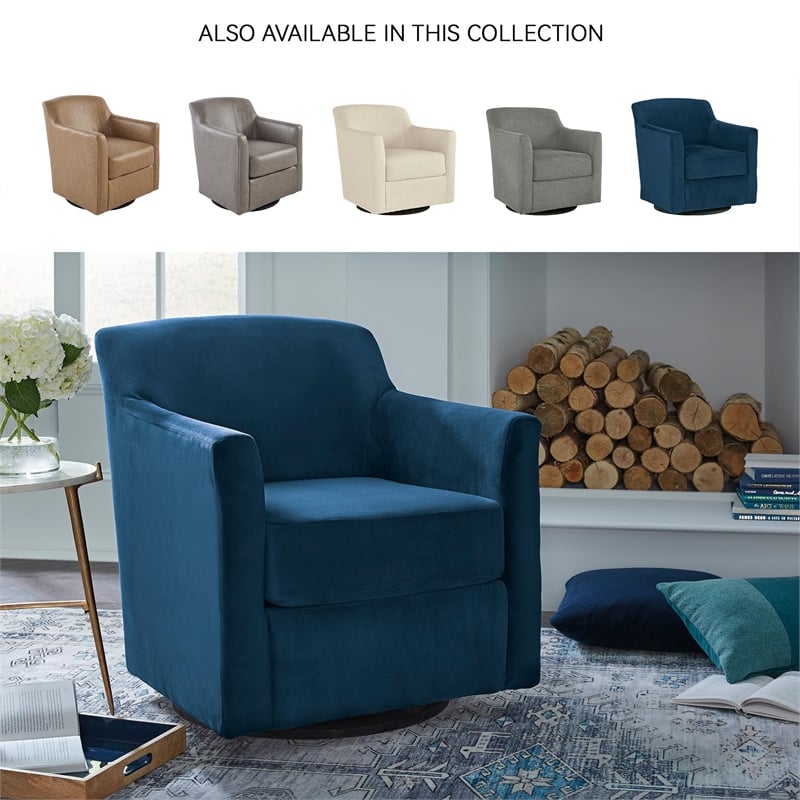 Bowery Hill Contemporary Metal Swivel Accent Chair in Blue & Black