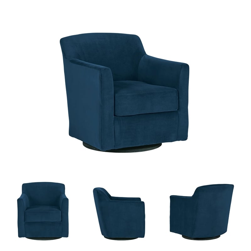 Bowery Hill Contemporary Metal Swivel Accent Chair in Blue & Black