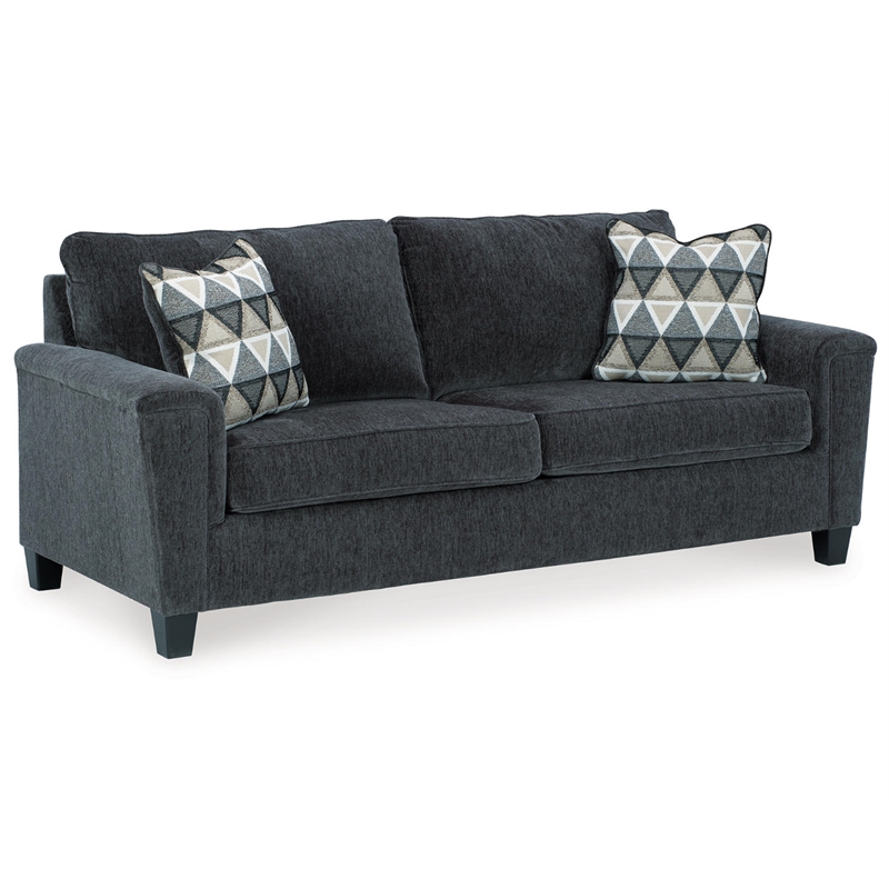 Bowery Hill Polyester Fabric Queen Sleeper Sofa in Smoke Gray