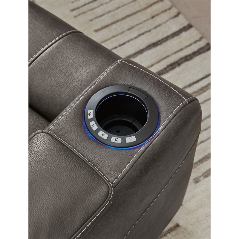 Bowery Hill Faux Leather Contemporary Gray Finish Power Recliner