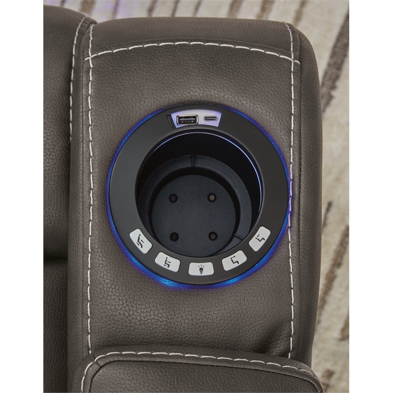 Bowery Hill Faux Leather Contemporary Gray Finish Power Recliner