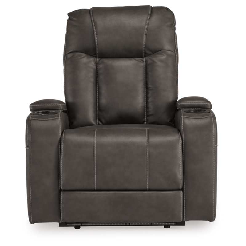 Bowery Hill Faux Leather Contemporary Gray Finish Power Recliner