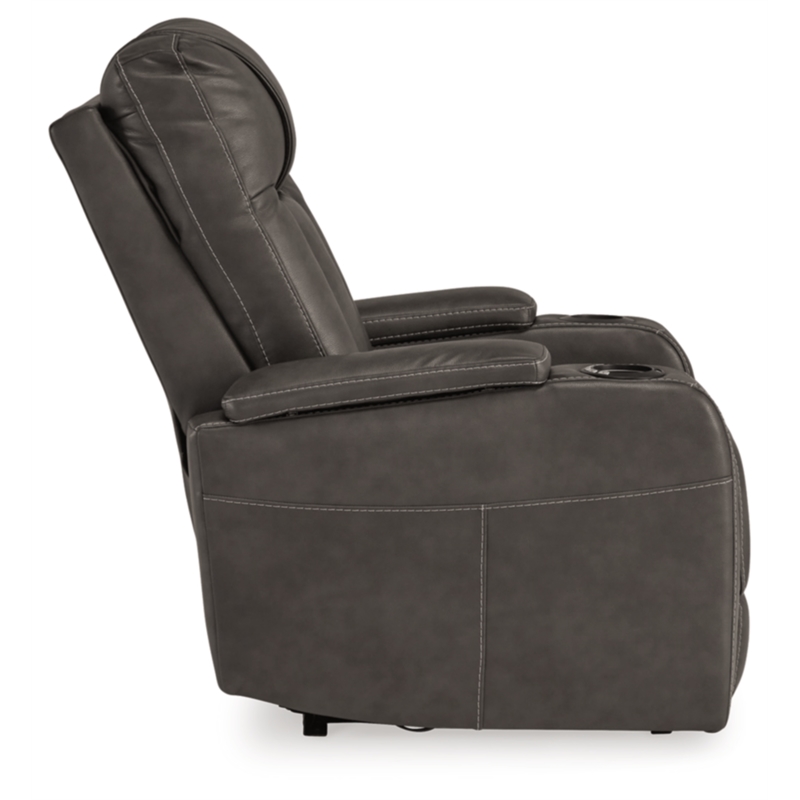 Bowery Hill Faux Leather Contemporary Gray Finish Power Recliner