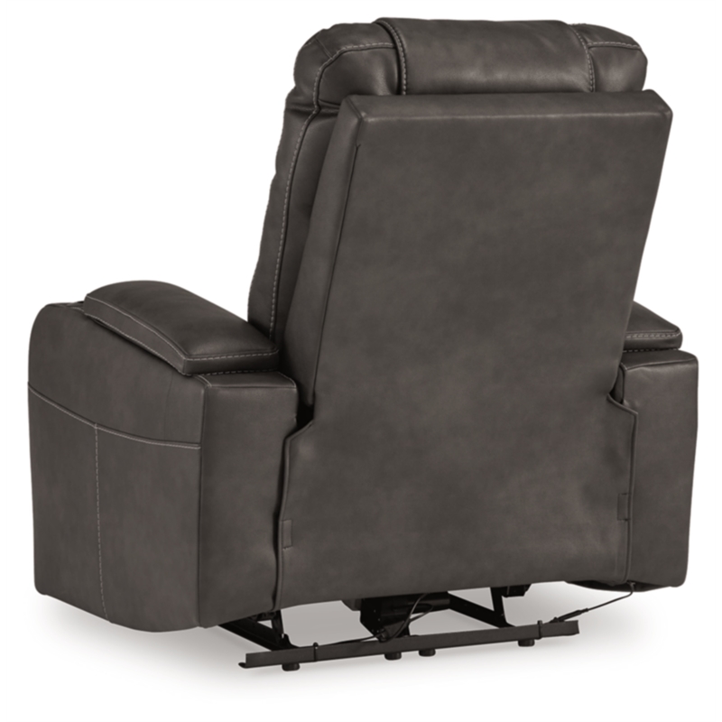 Bowery Hill Faux Leather Contemporary Gray Finish Power Recliner