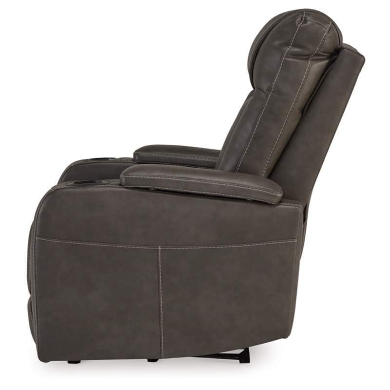 Bowery Hill Faux Leather Contemporary Gray Finish Power Recliner