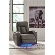 Bowery Hill Faux Leather Contemporary Gray Finish Power Recliner