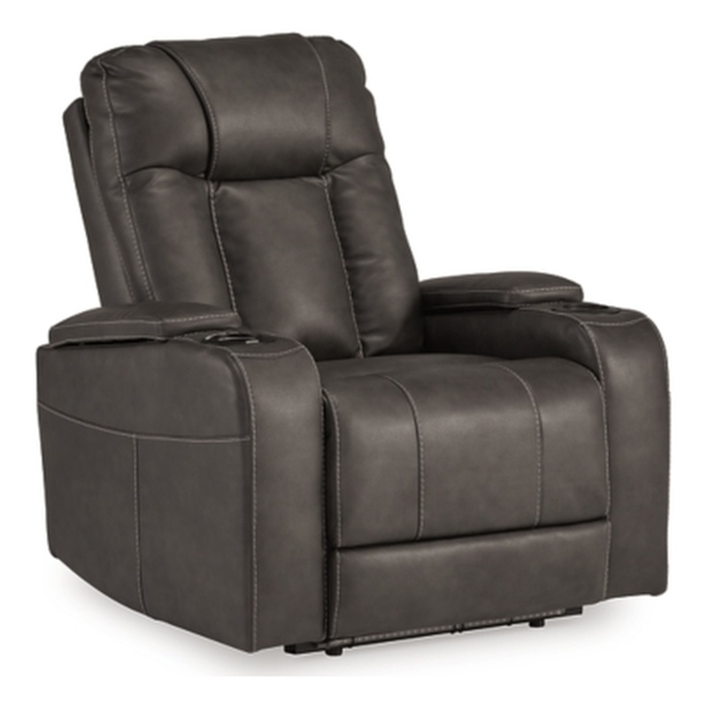 Bowery Hill Faux Leather Contemporary Gray Finish Power Recliner