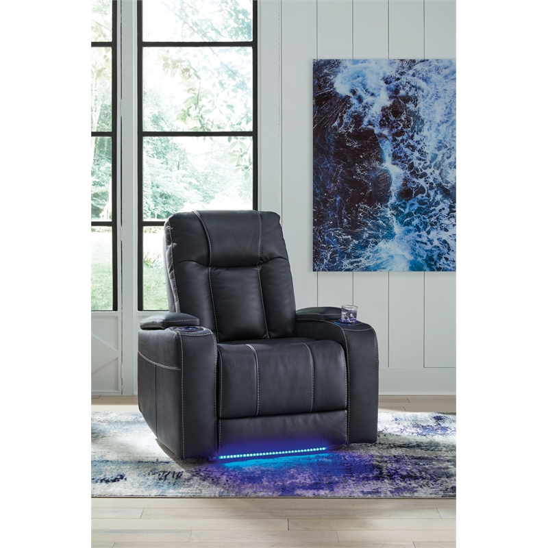 Bowery Hill Faux Leather Contemporary Sapphire Power Recliner