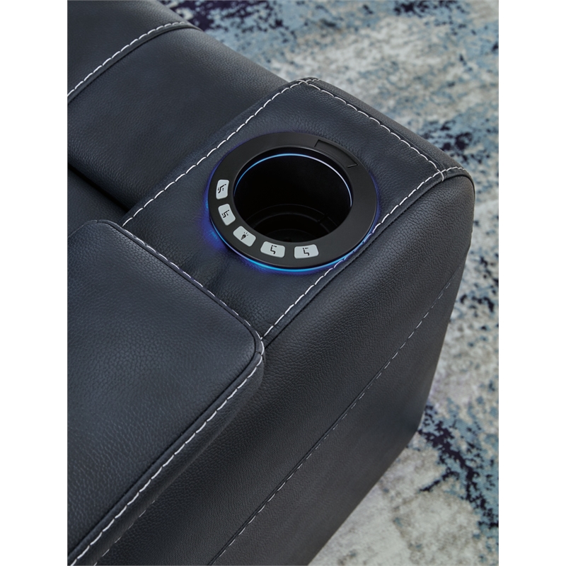 Bowery Hill Faux Leather Contemporary Sapphire Power Recliner