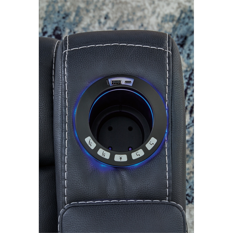 Bowery Hill Faux Leather Contemporary Sapphire Power Recliner