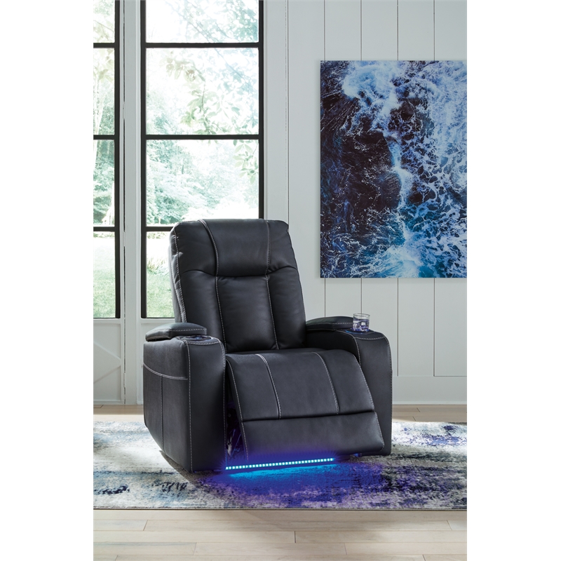 Bowery Hill Faux Leather Contemporary Sapphire Power Recliner