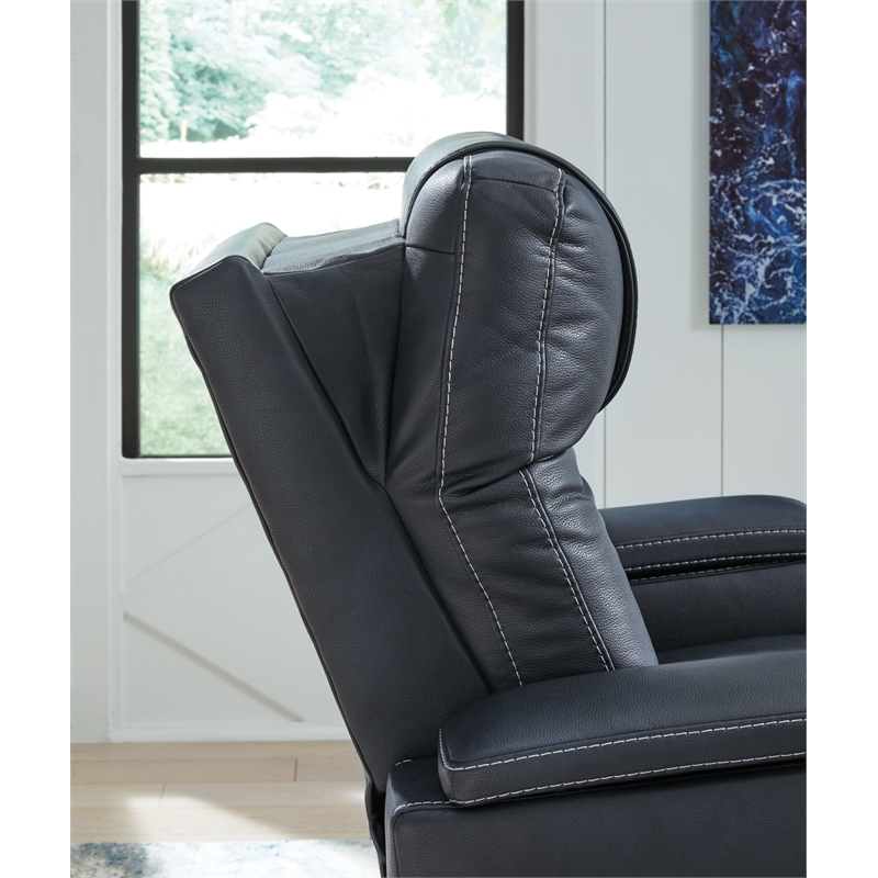Bowery Hill Faux Leather Contemporary Sapphire Power Recliner