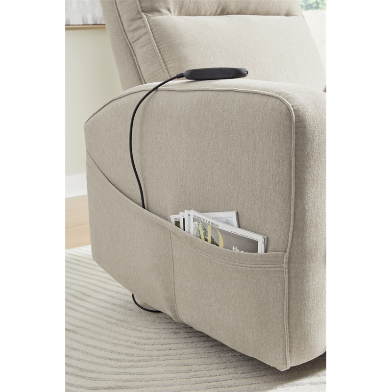 Bowery Hill Polyester Contemporary Smoke Power Lift Recliner