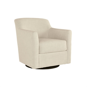 Bowery Hill Coastal Polyester Beige Finish Swivel Accent Chair