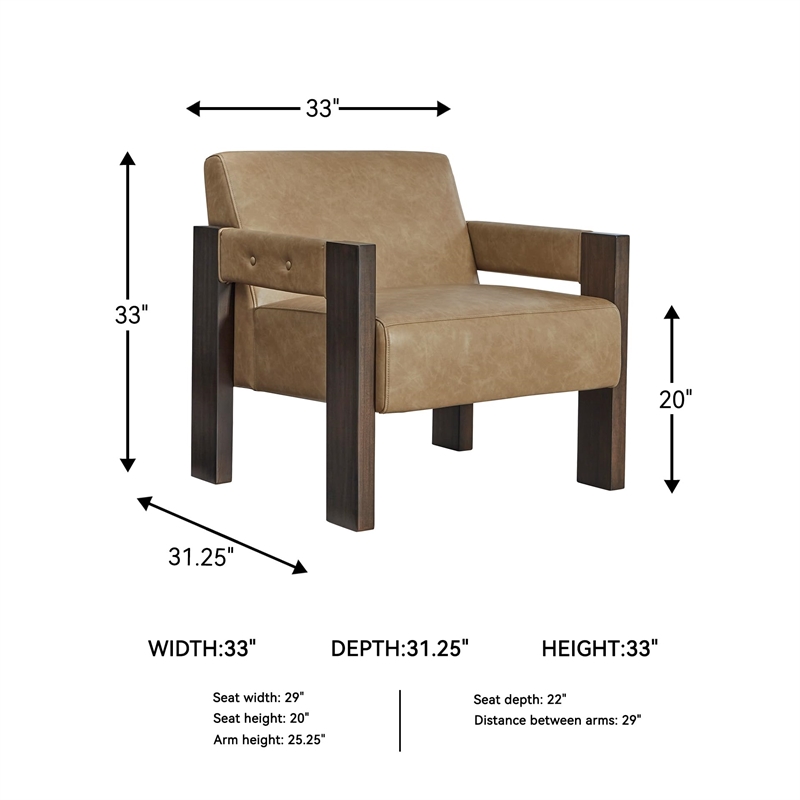 Bowery Hill Faux Leather Contemporary Light Brown Accent Chair