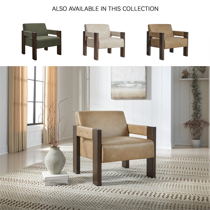 Bowery Hill Faux Leather Contemporary Light Brown Accent Chair