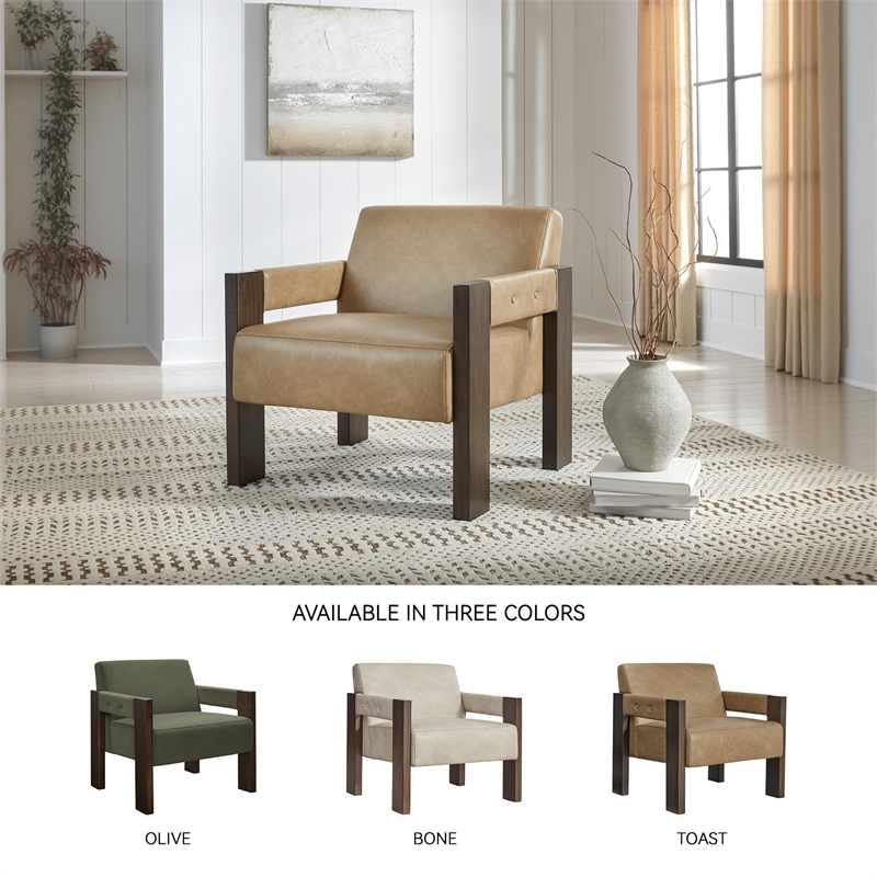 Bowery Hill Faux Leather Contemporary Light Brown Accent Chair