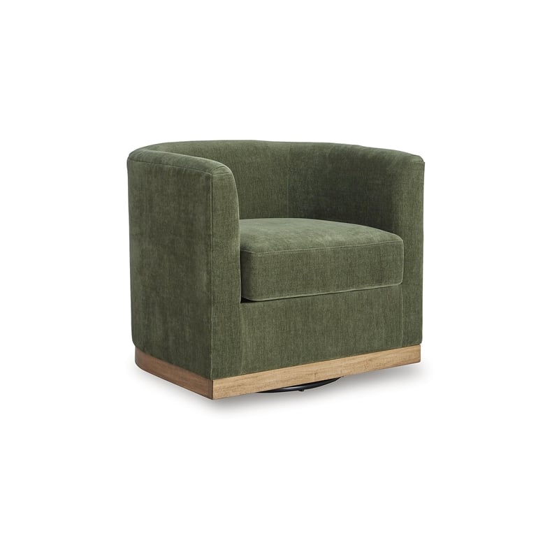Bowery Hill Contemporary Polyester Green Swivel Chair with Attached Cushions