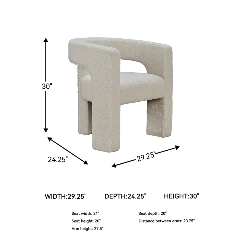 Bowery Hill Modern Polyester Upholstery Ivory Finish Accent Chair